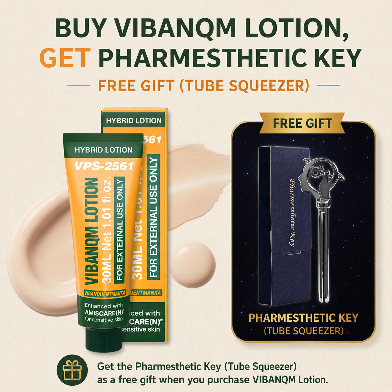 Vibanqm Hybrid Cream 30ml + Free Pharmesthetic Key Tube Squeezer