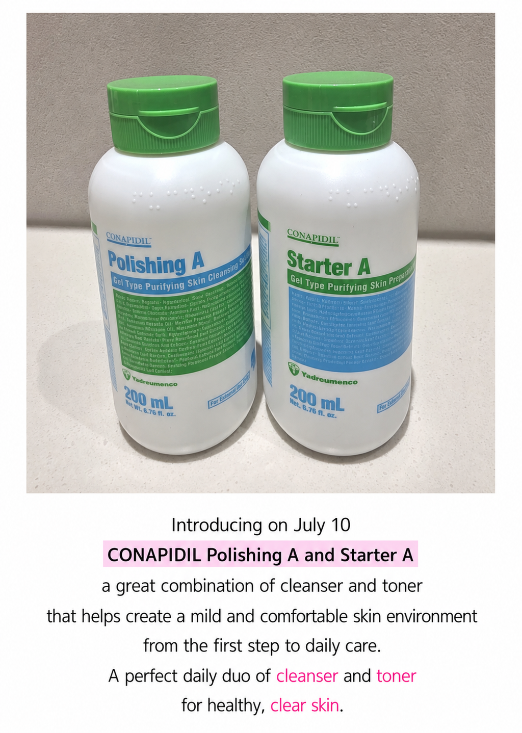 CONAPIDIL Polishing A + Starter A 200ml x2 Cleanser Toner Acne Skin Care