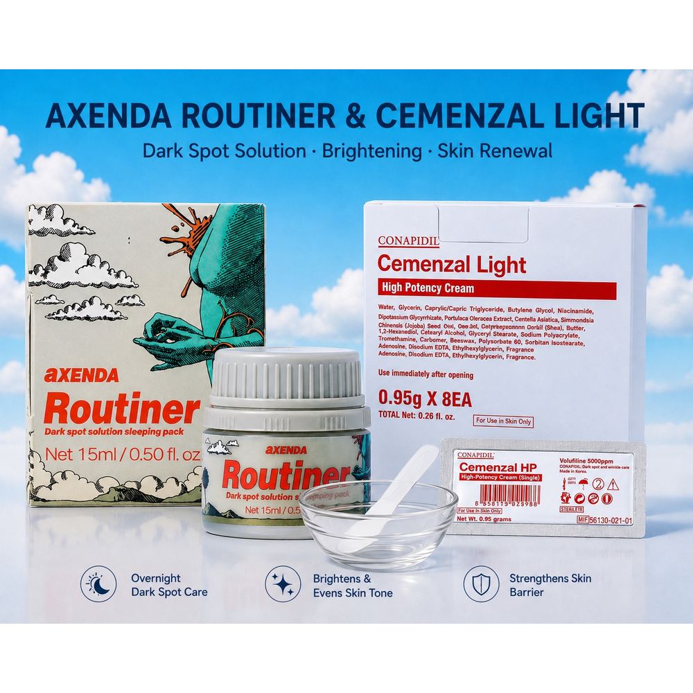 AXENDA Routiner + Cemenzal Light | 8-Week Glass Skin & Dark Spot Care Set
