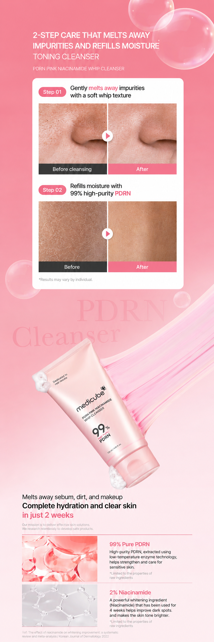 Medicube PDRN Pink Niacinamide Whip Cleanser 120g