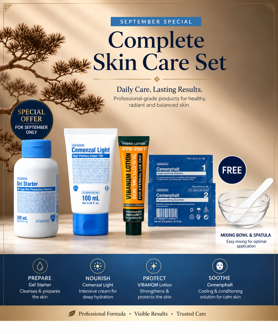 Conapidil Cemenzal Special-Gel Starter+Cemenzal Light+VIBANQM Lotion+1Cemenphalt