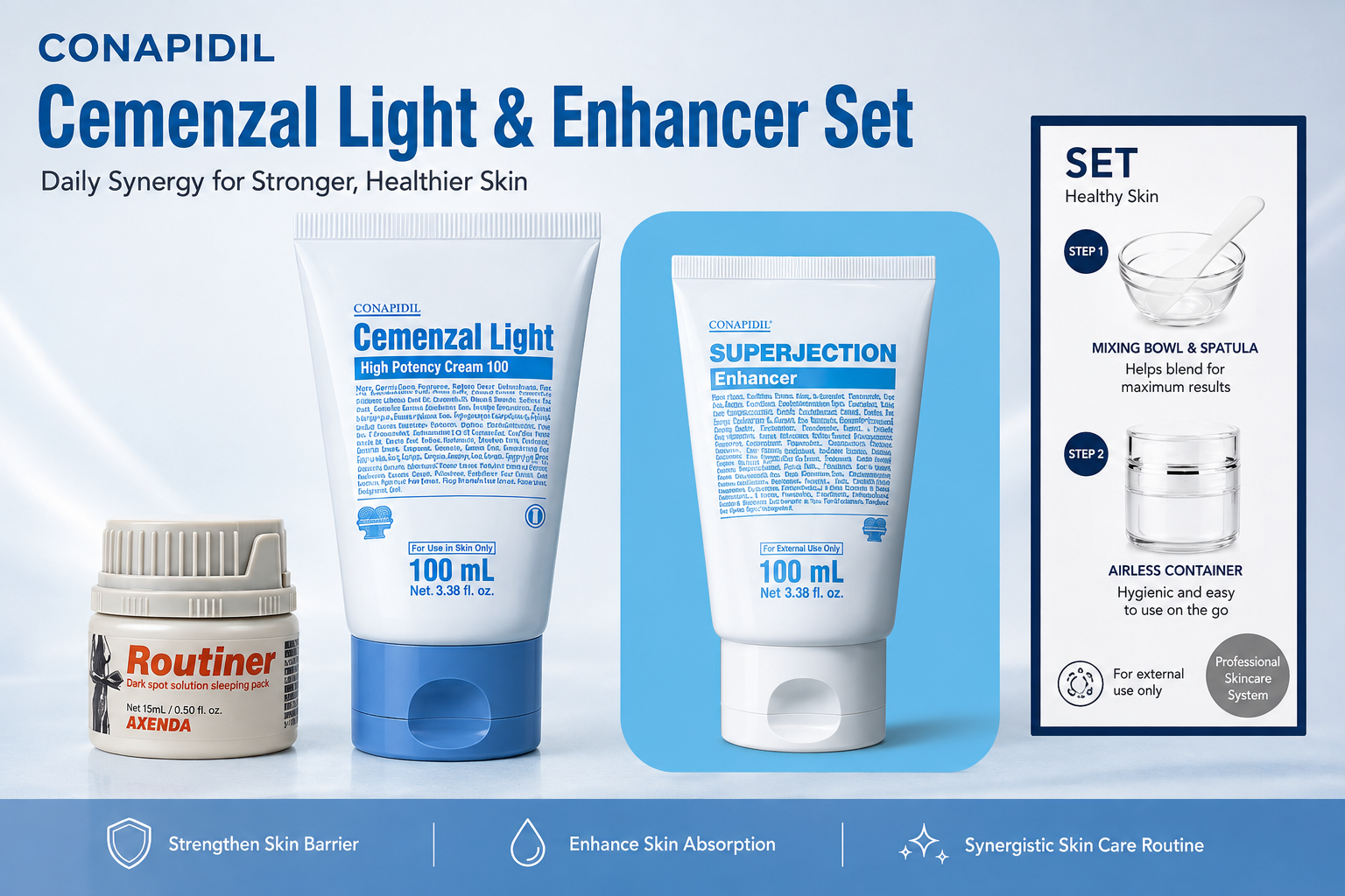 CONAPIDIL Cemenzal Light Dual Care Set
2 Ways to Use for Brighter, Healthier & Younger-Looking Skin
