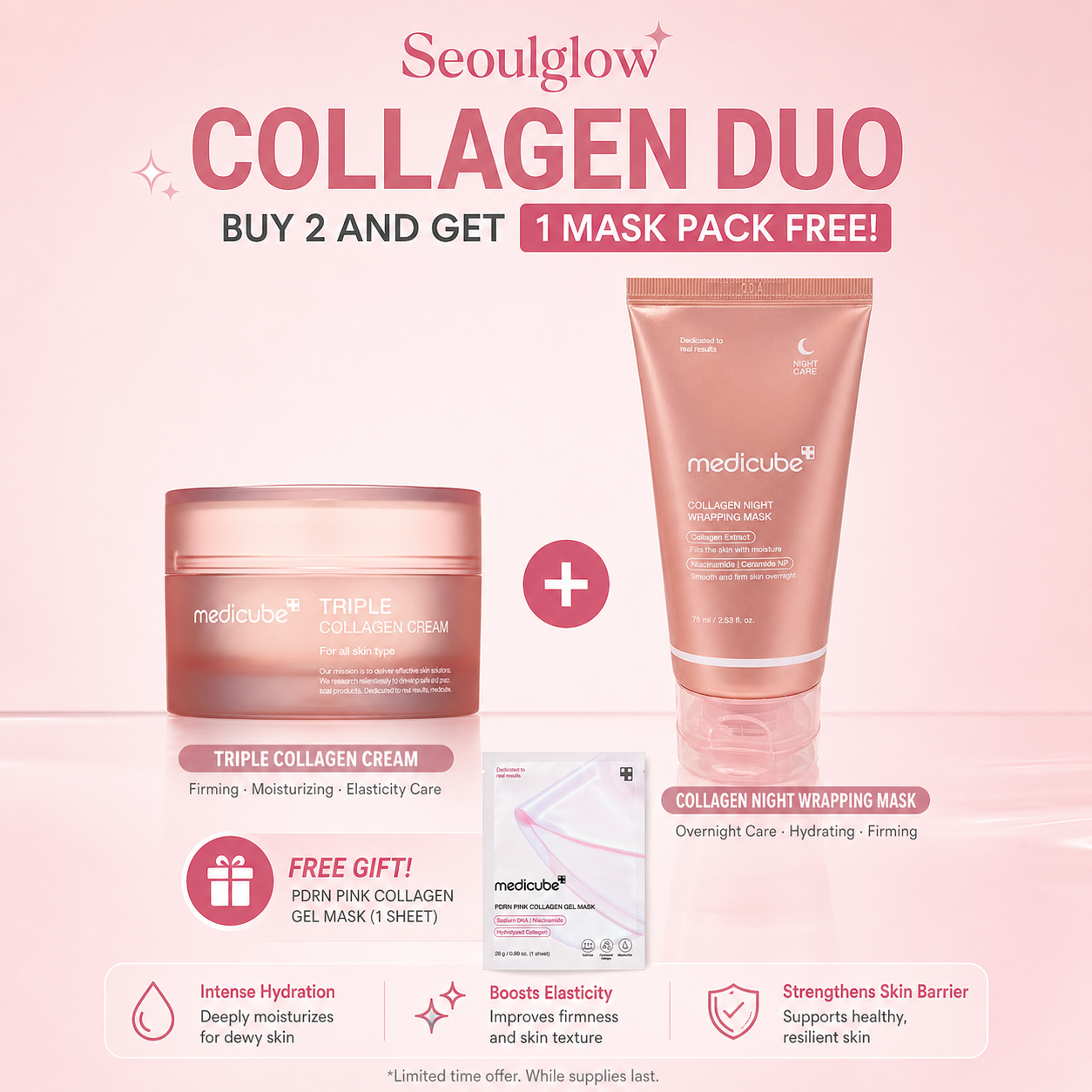 Medicube Collagen Duo Set (Cream + Night Mask) + Free Sheet Mask | Firming & Hydration Care