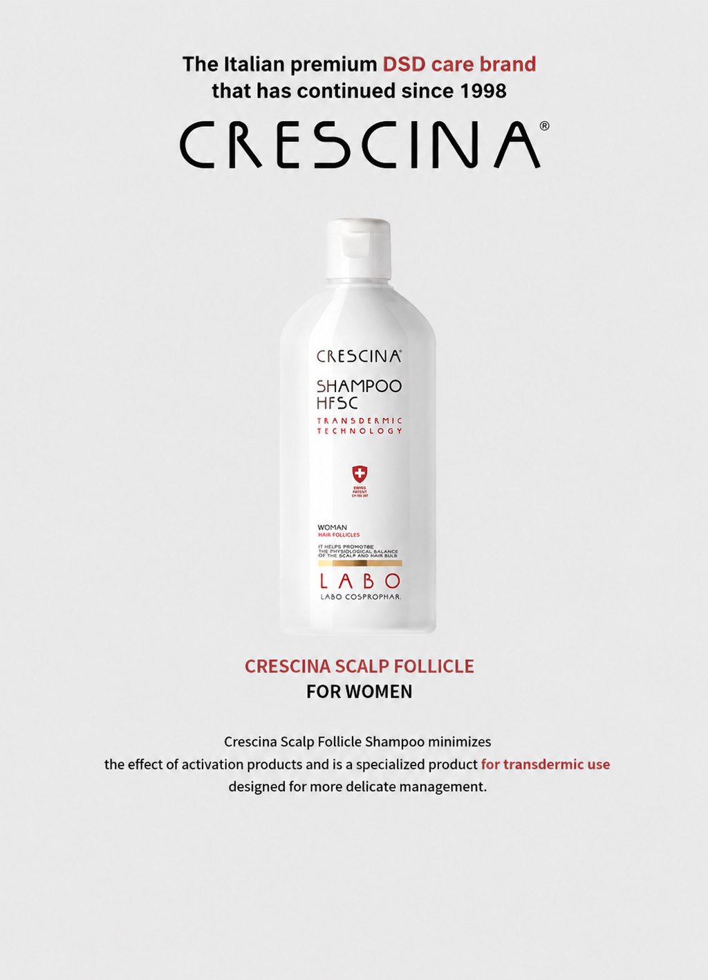 CRESCINA HFSC Scalp Follicle Shampoo for Women – Premium Italian Hair & Scalp Care 200ml