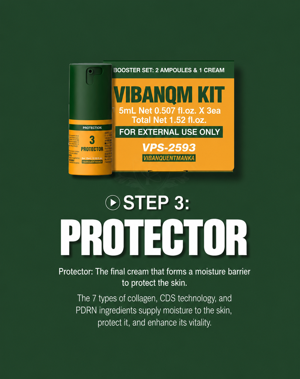 VIBANQM 3-Step Spicule Skincare Kit Opener Planter Protector Hydration Set