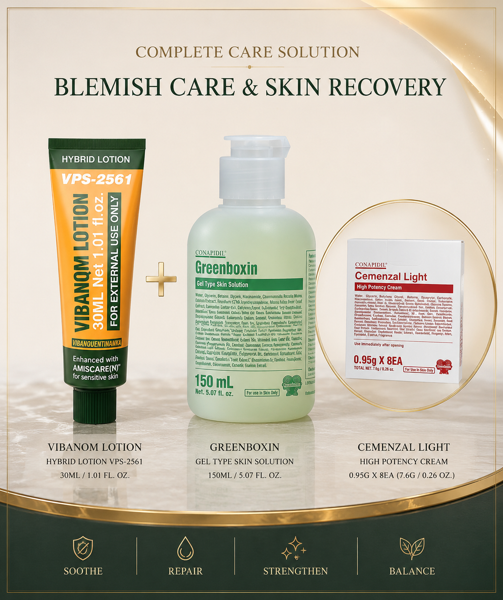 CONAPIDIL Vibanom Lotion + Greenboxin 150ml + FREE Cemenzal Light 8EA