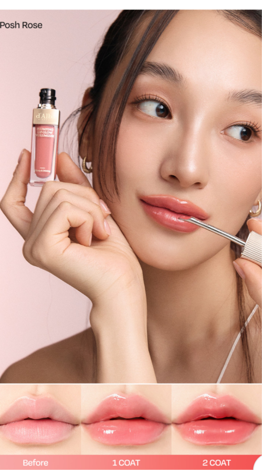 d’Alba Plumping Lip Glow Mood Volumizer
#Posh Rose | Elegant Coral Rose Glow