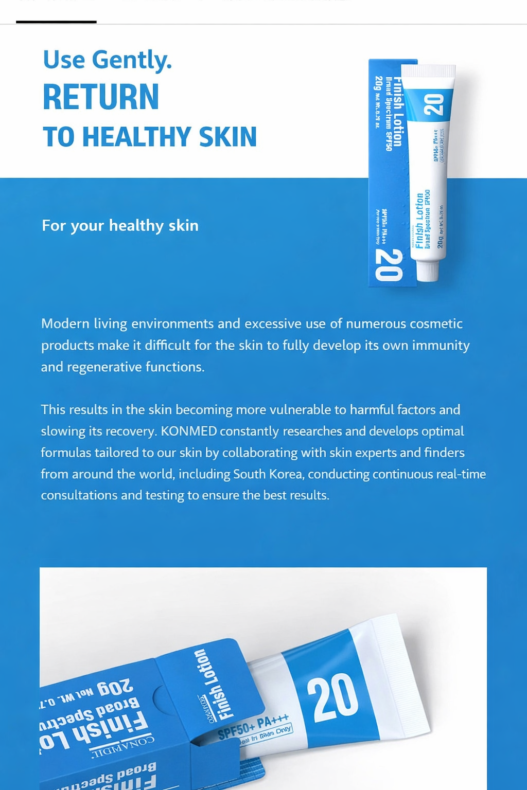 CONAPIDIL Finish Lotion Sunscreen SPF50+ PA+++ 20g Ceramide UV Protection Moisturizing K-Beauty