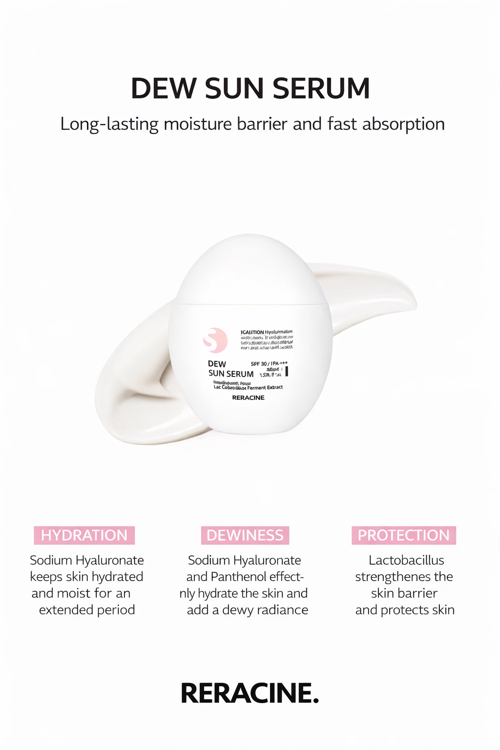 RERACINE Dew Sun Serum SPF50+ PA++++ 46ml Lightweight Hydrating Sunscreen Serum No White Cast