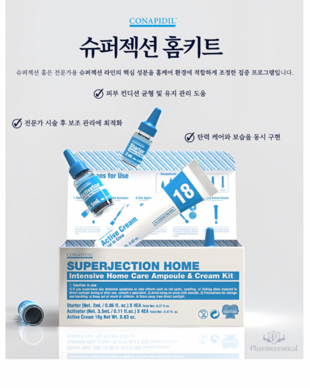 CONAPIDIL Superjection Home Kit (4 Treatments) – Premium Ampoule & Active Cream Set