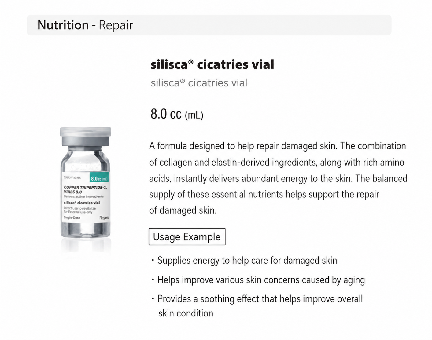 Silisca Copper Tripeptide-1 Vials 8ml x 3 Intensive Dermal Repair Formula