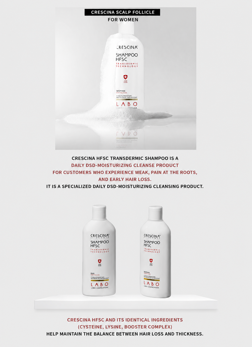 CRESCINA HFSC Scalp Follicle Shampoo for Women – Premium Italian Hair & Scalp Care 200ml
