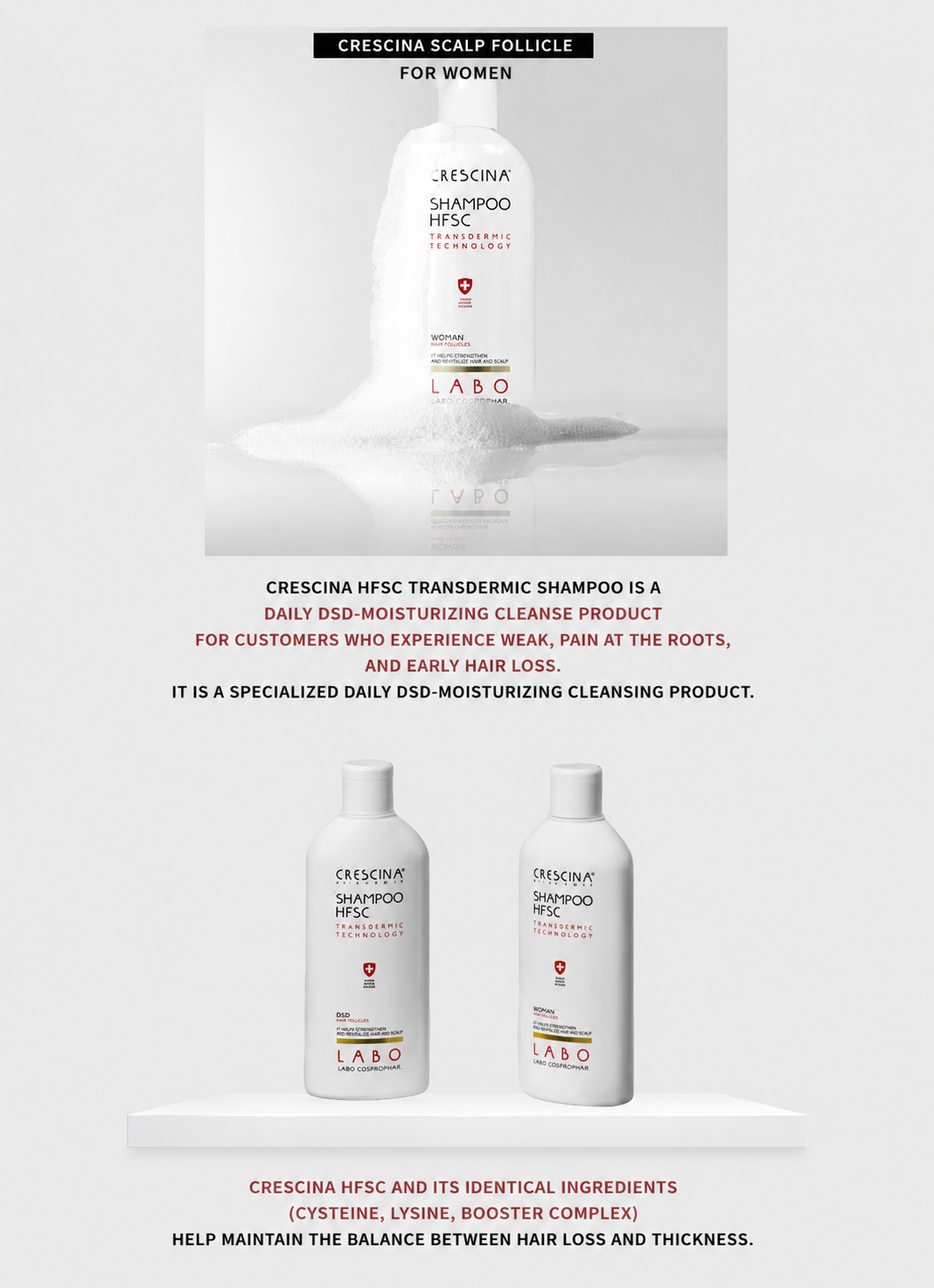 CRESCINA HFSC Scalp Follicle Shampoo for Women – Premium Italian Hair & Scalp Care 200ml