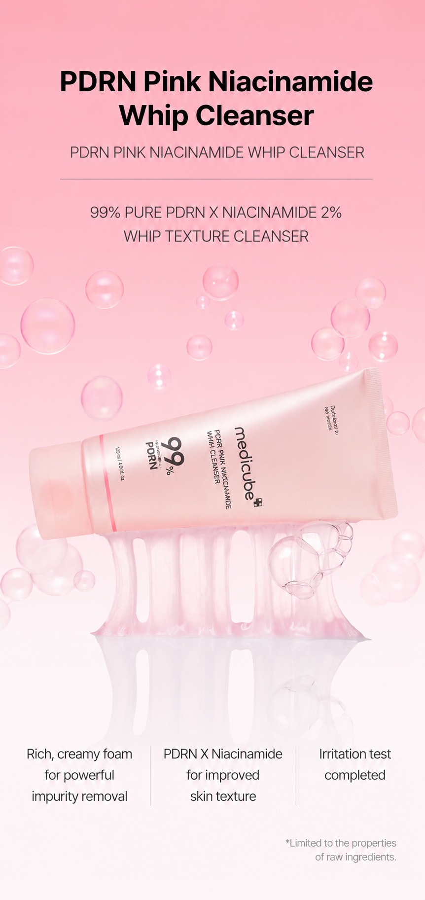 Medicube PDRN Pink Niacinamide Whip Cleanser 120g