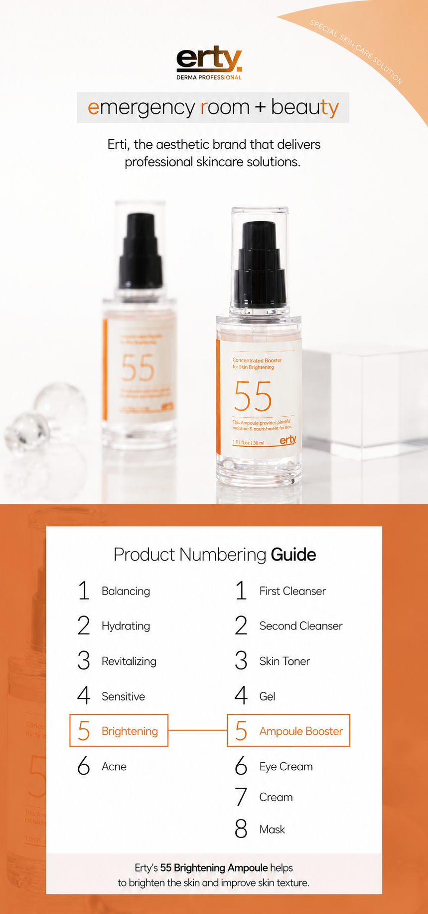 ERTY Booster 55 Brightening Ampoule 30ml | Niacinamide & Alpha-Arbutin | Radiant Skin Care