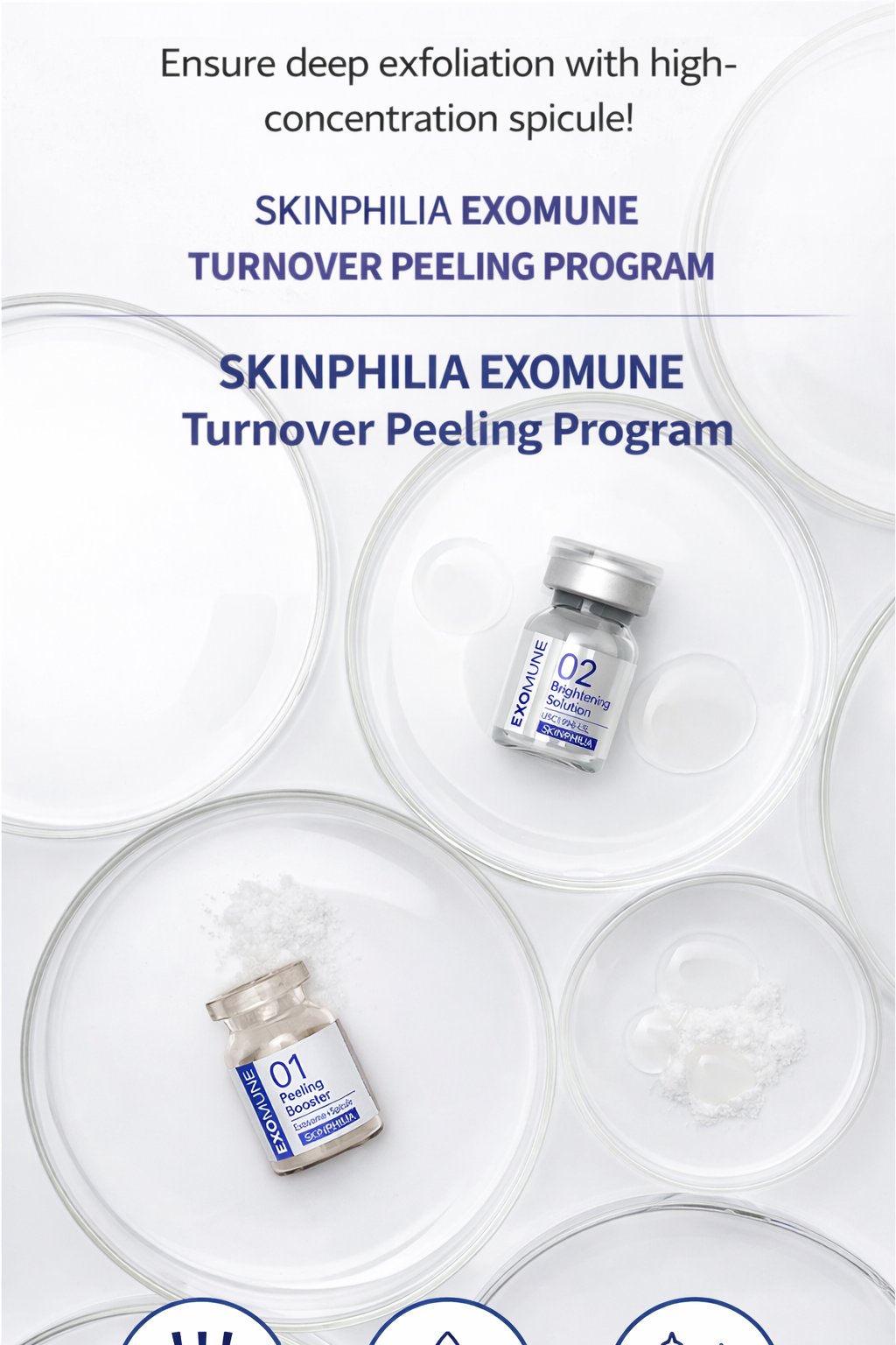 Skinphilia EXOMUNE Spicule Exosome Ampoule Set 5th Gen Skin Repair Professional1g x4 + 5ml x4 💎