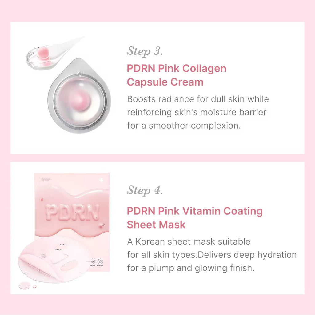 Medicube PDRN Pink Glow Kit 5pc Set | Collagen Skincare Set | Toner Serum Cream Mask | K-Beauty Glass Skin