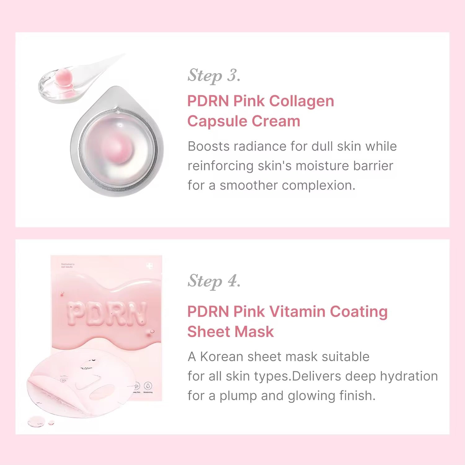 Medicube PDRN Pink Glow Kit 5pc Set | Collagen Skincare Set | Toner Serum Cream Mask | K-Beauty Glass Skin