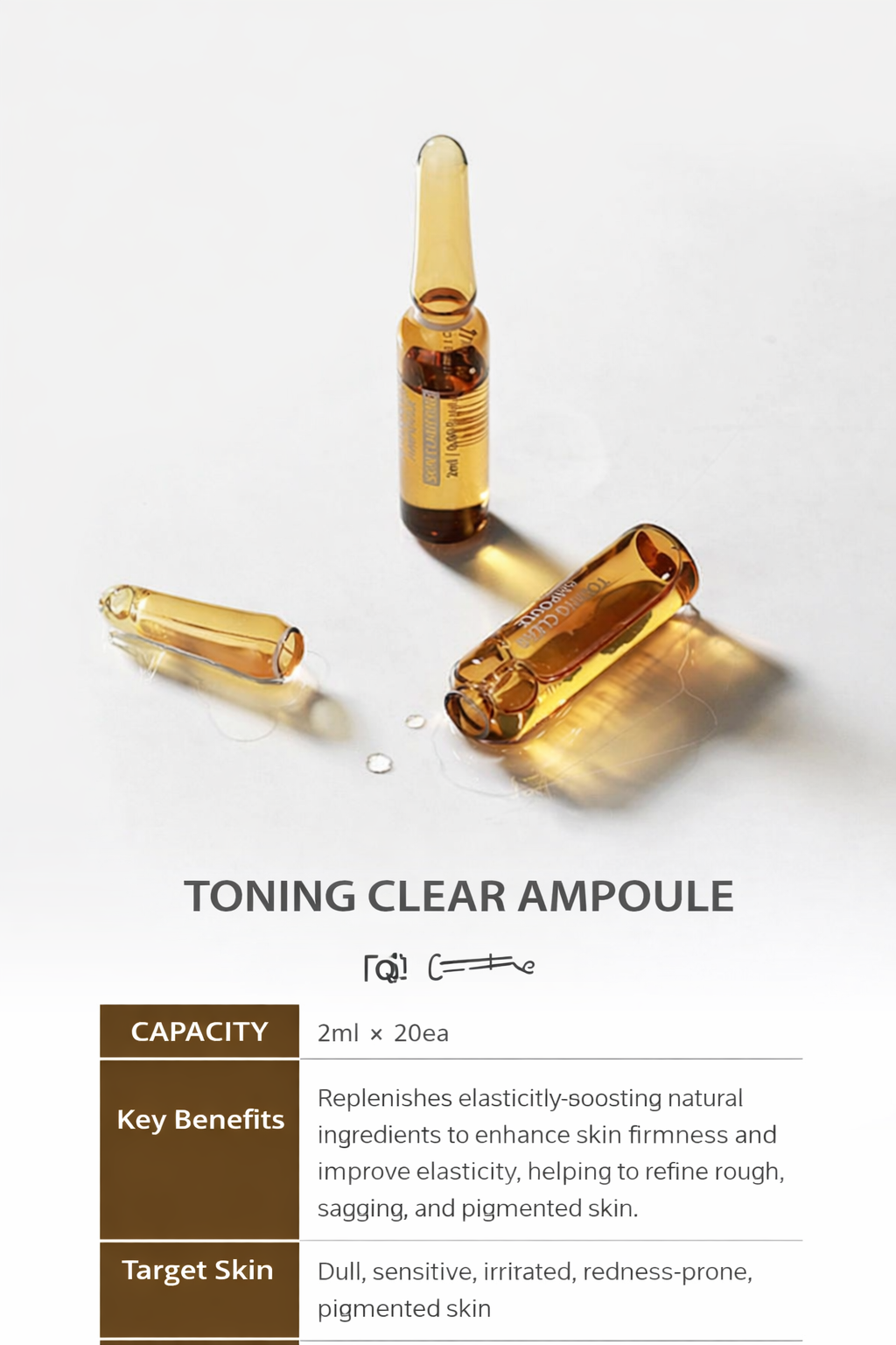 Eclat du teint Toning Clear Ampoule 2ml x 20ea Skin Clarifying Brightening Serum