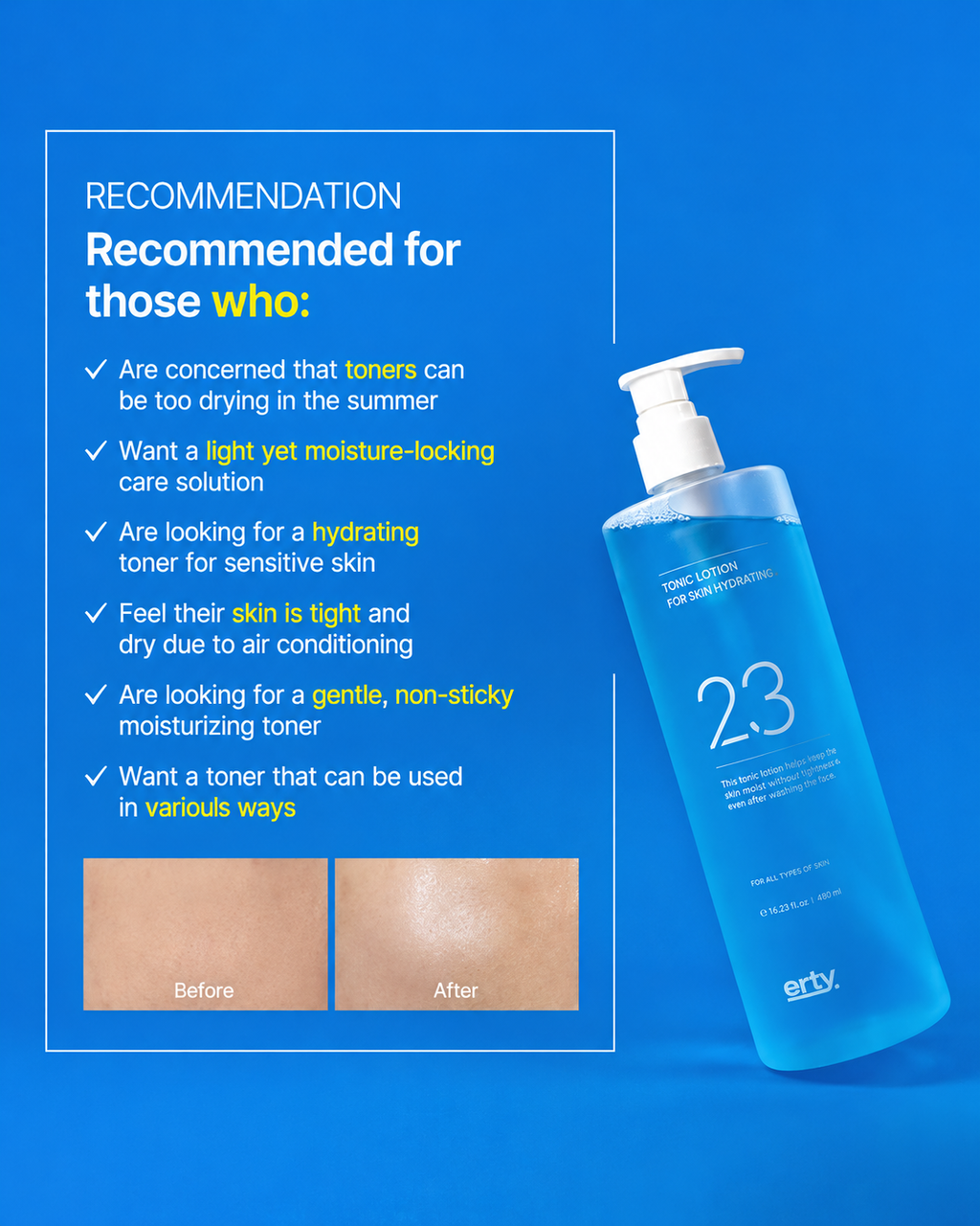 ERTY 23 Tonic Lotion for Skin Hydration 480ml