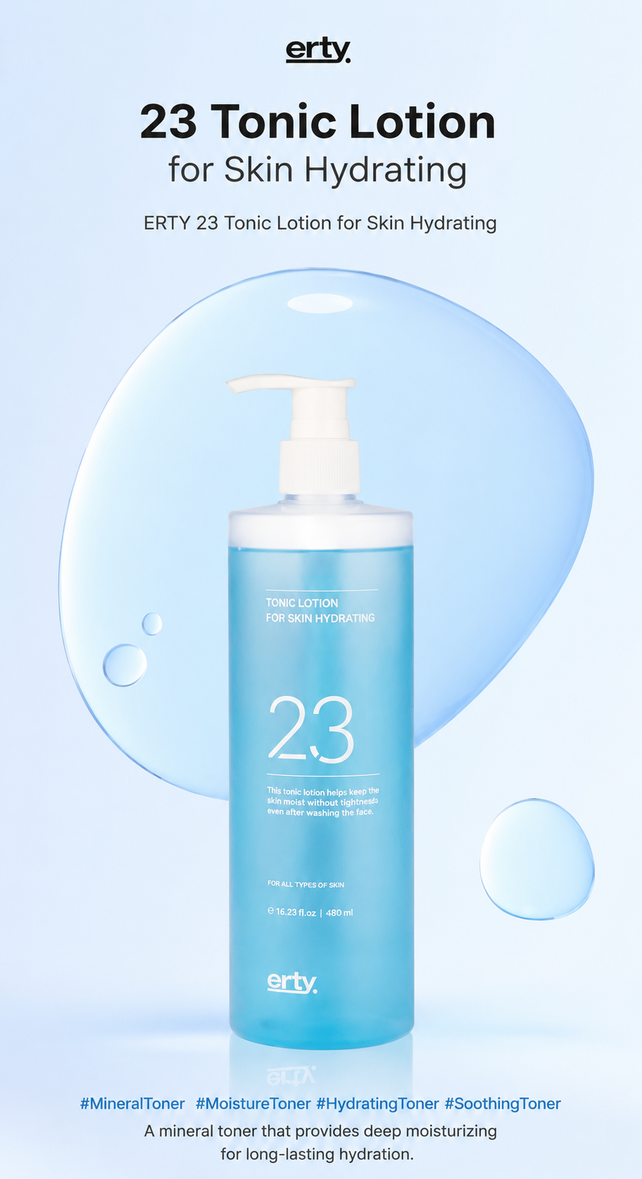 ERTY 23 Tonic Lotion for Skin Hydration 480ml