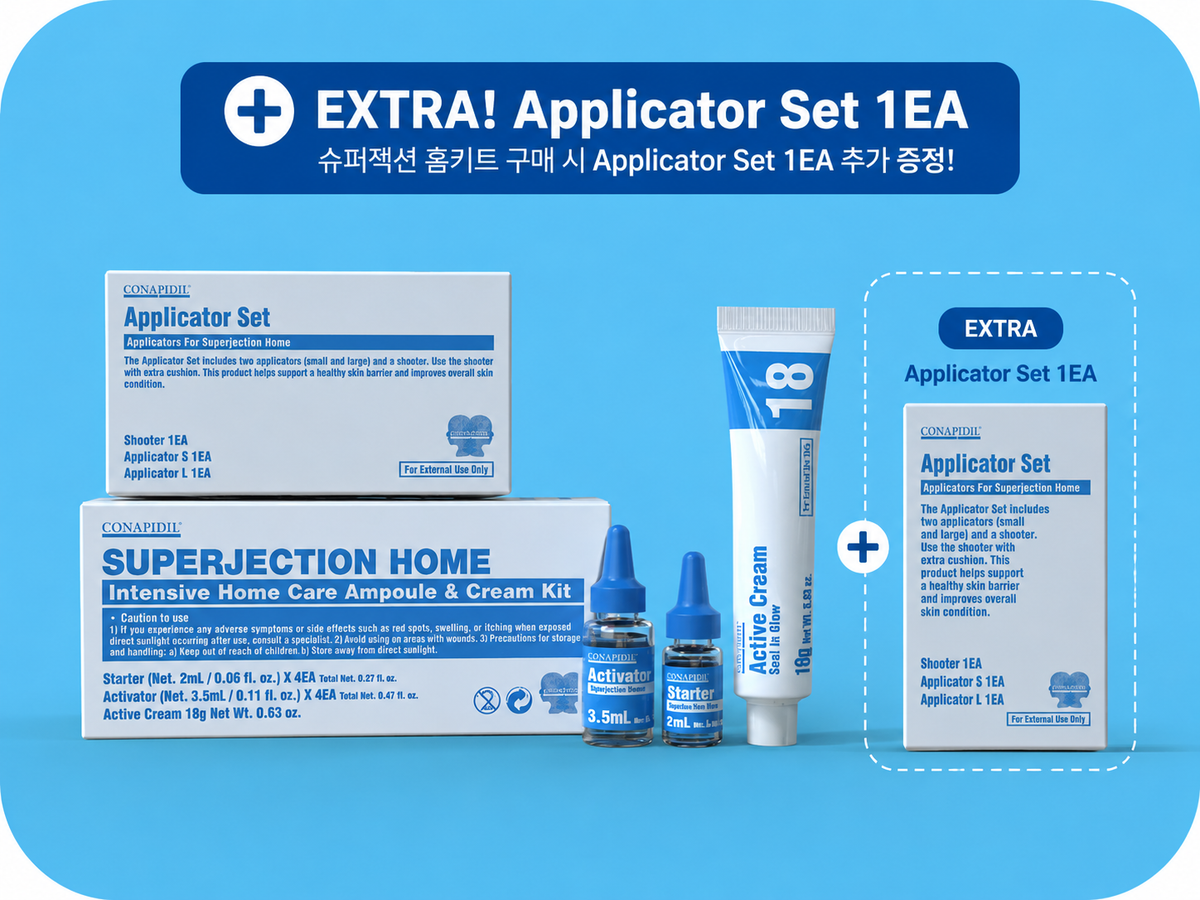 CONAPIDIL Superjection Home Kit (4 Treatments) – Premium Ampoule & Active Cream Set+Extra Applicator Set