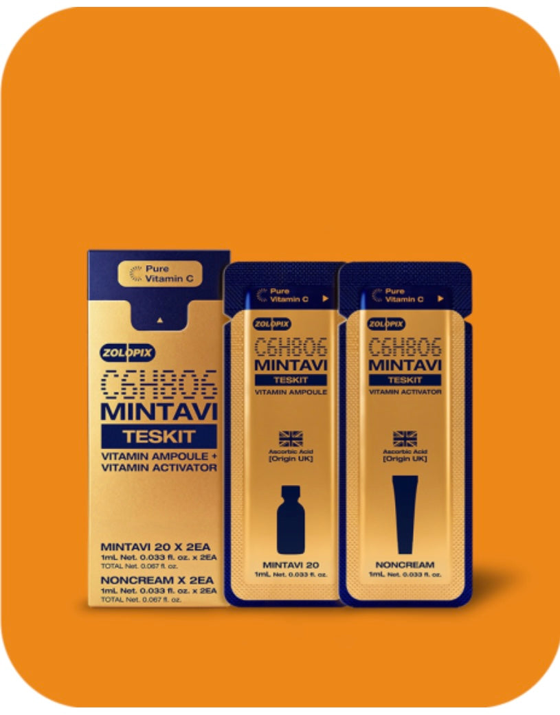 Pharmesthetic Mintavi TESKIT Pure Vitamin C Ampoule + Noncream 1ml × 8pcs