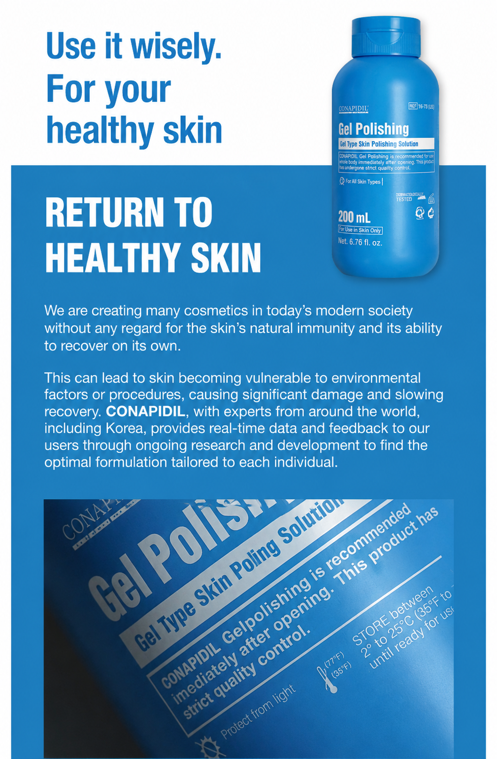 CONAPIDIL Gel Polishing Cleanser 200ml+FREE Empty Bottle