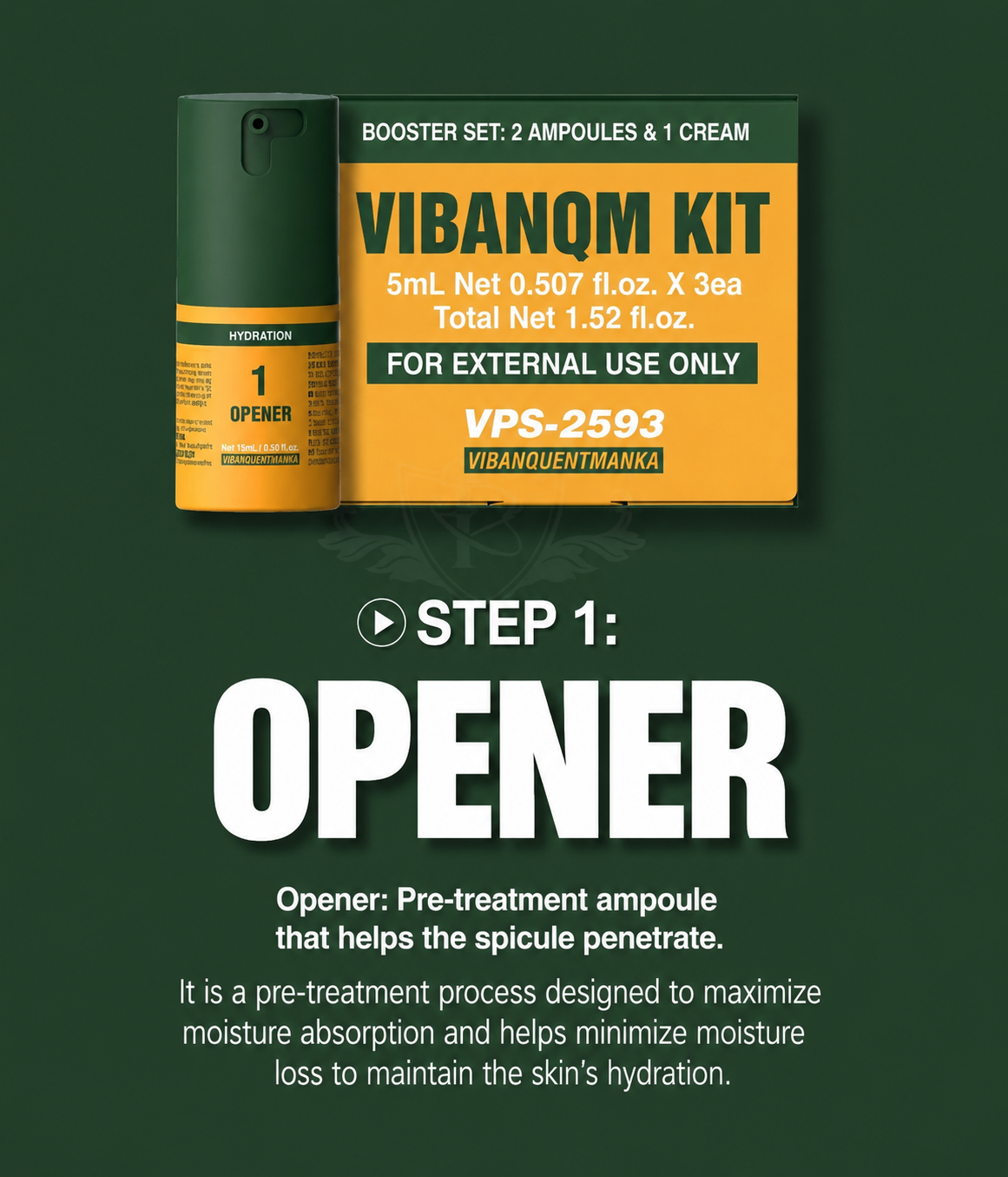 VIBANQM 3-Step Spicule Skincare Kit Opener Planter Protector Hydration Set