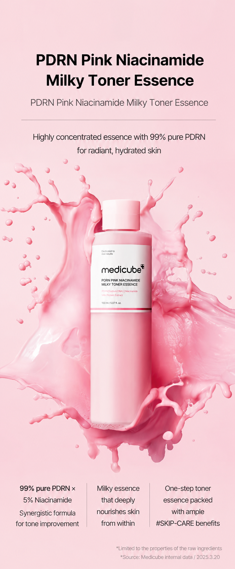 Medicube PDRN Pink Niacinamide Milky Toner 150ml