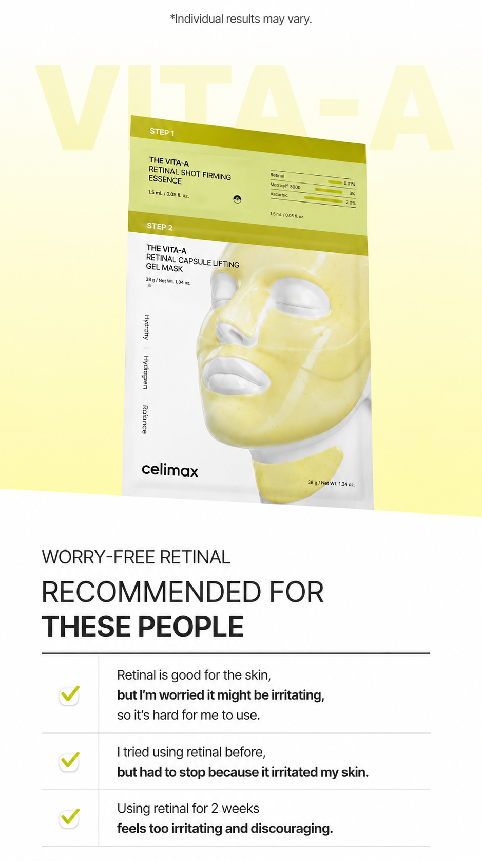 Latest Release- Celimax Retinal 2-Step Gel Mask 4 Sheets