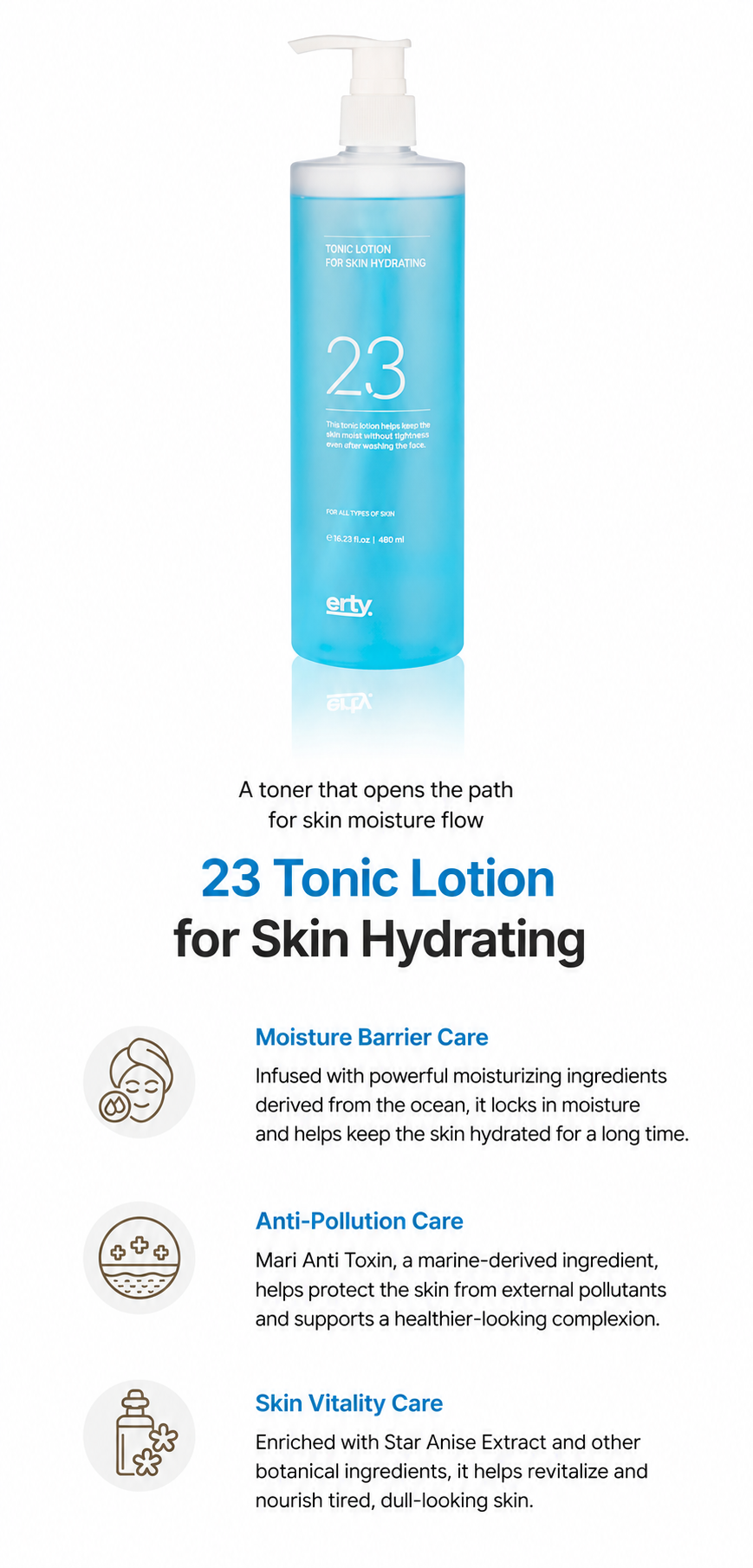 ERTY 23 Tonic Lotion for Skin Hydration 480ml