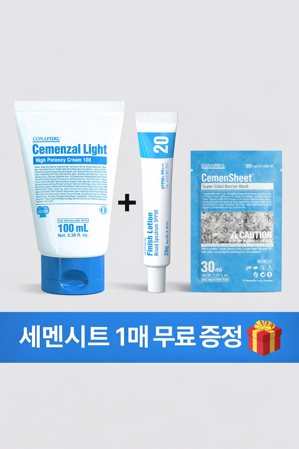 Cemenzal Light Cream 100ml + Finish Lotion SPF50 Set + FREE CemenSheet Mask