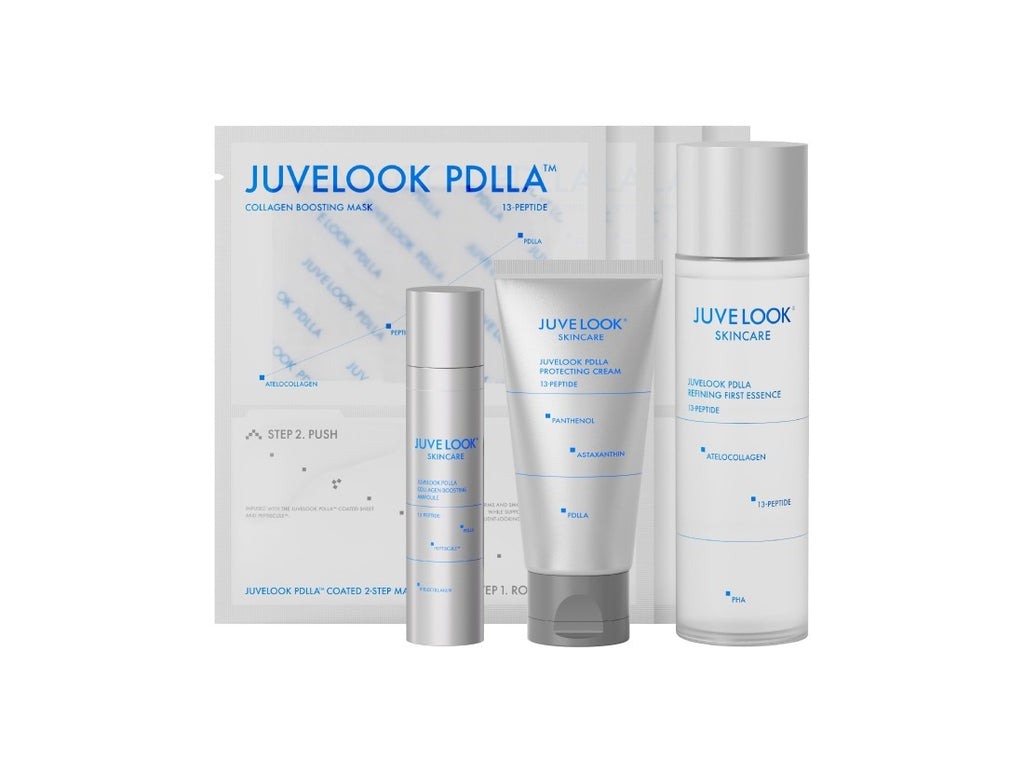 JUVELOOK PDLLA 4-Piece Skincare Set Collagen Boosting Essence Cream Ampoule Mask