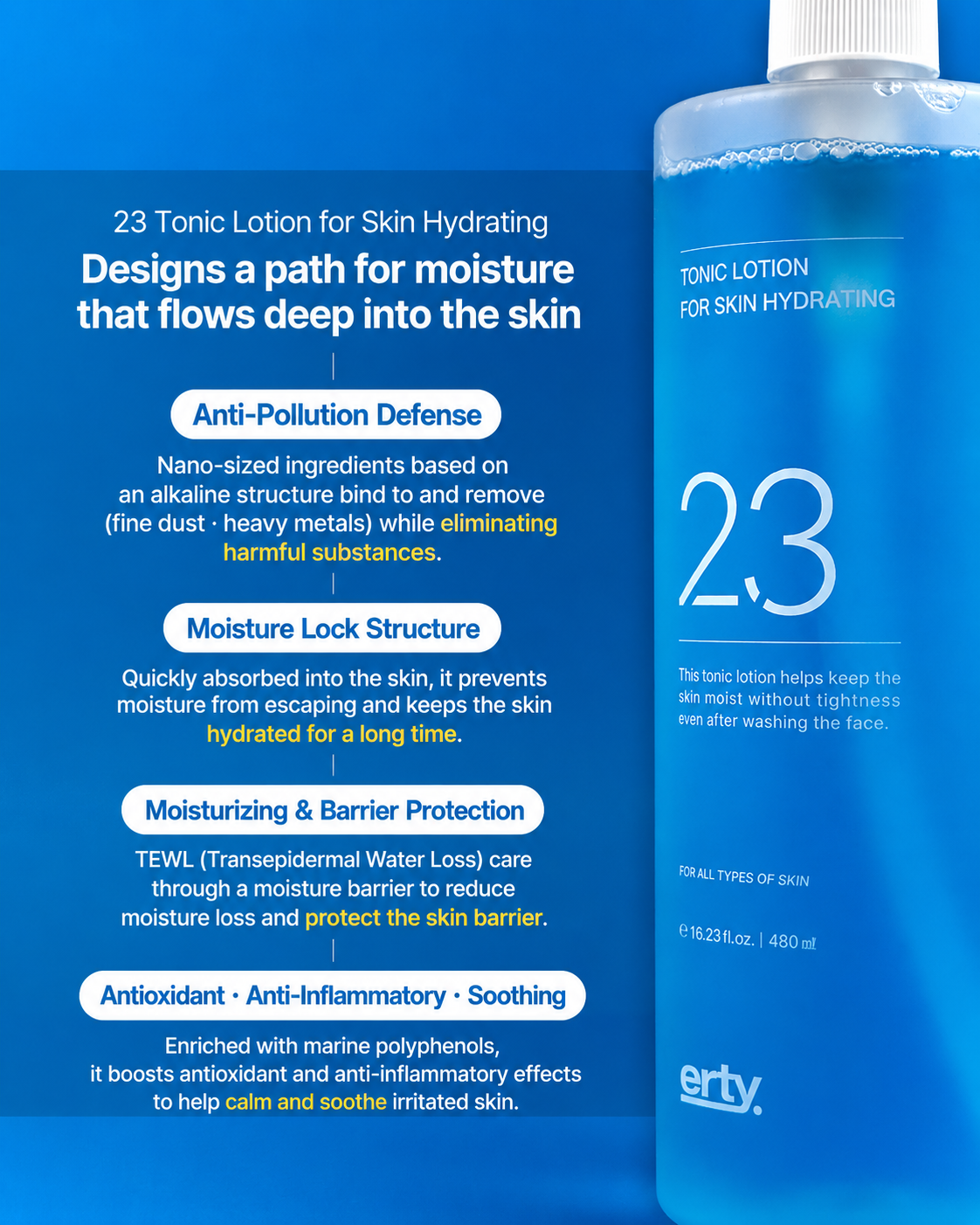 Erty 23 Hydrating Tonic Lotion 480ml + Erty 25 Ampoule 30ml Special Set