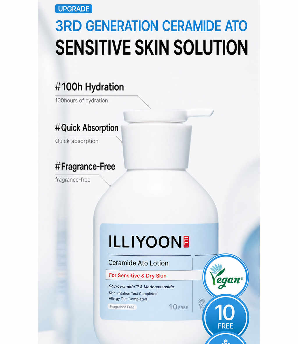 ILLIYOON Ceramide Ato Lotion 350ml + FREE Ato Cream 75ml | Sensitive Skin Moisturizer